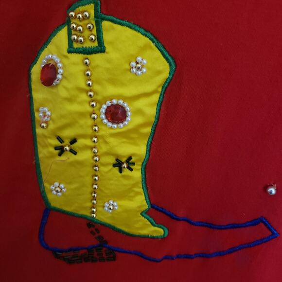 Victoria Jones Woman 1X (ESTIMATED) Cowboy Western Applique Rodeo‎ Red Shirt - Picture 6 of 9